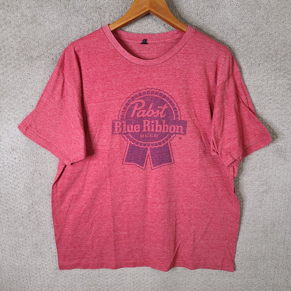 Tultex Shirt Mens XL Red Pabst Blue Ribbon Beer Graphic Tee Cotton Blend Casual